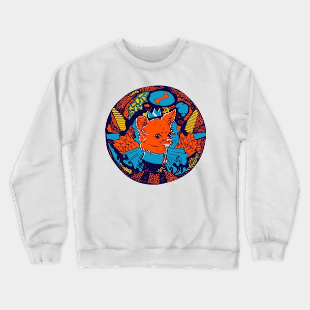 Orange Blue Circle of the Chihuahua Crewneck Sweatshirt by kenallouis